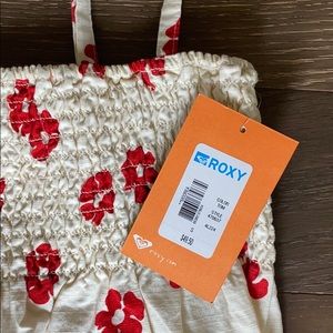 Roxy Flower Print Strappy Smocked Maxi Dress